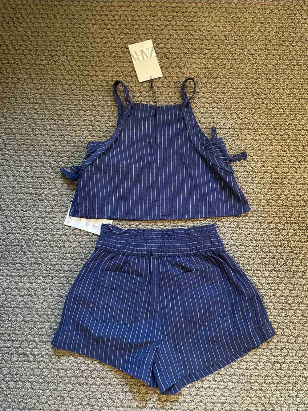 Zara Kids Striped Linen Blend Top & Shorts